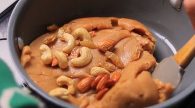 Leftover biscuit halwa served warm with toasted nuts 4